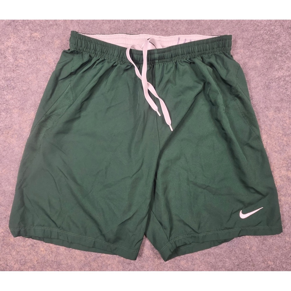 Nike Mens Dri-FIT Athletic Shorts Forest Green Size M Drawstring Mesh Panels